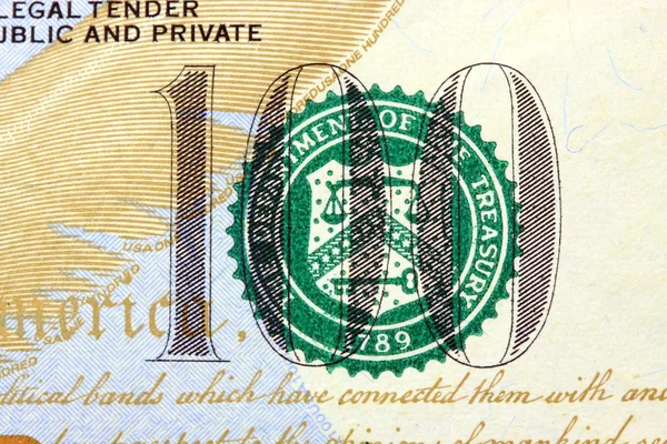 Moneda de EE.UU. Billete de cien dólares —  Fotos de Stock