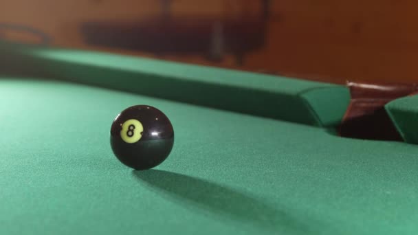 Pool balls on billiards game table — Stock Video