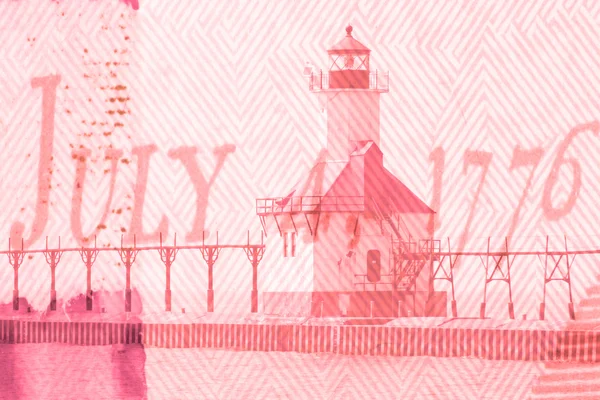 灯塔美国老式航海海岸线地标 — 图库照片