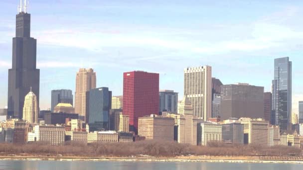 Chicago lakefront skyline — Stockvideo