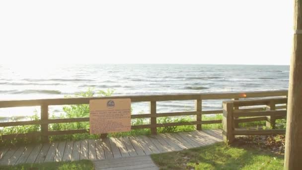 Pôr do sol ao longo da costa do lago durante o verão — Vídeo de Stock