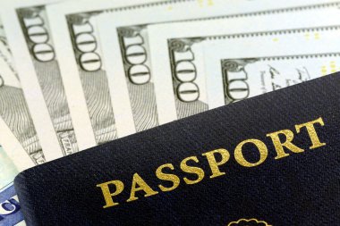 Amerika Birleşik Devletleri pasaport ve yüz dolar faturaları