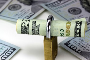 Finansal güvenlik yirmi dolar faturaları kilit ile