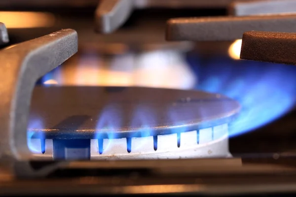 Flame burning on a gas stove