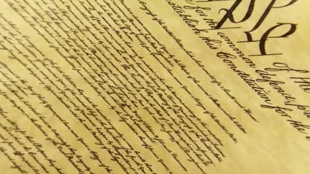 Constitution of United States Historical Document - We The People Bill of Rights — Stock Video