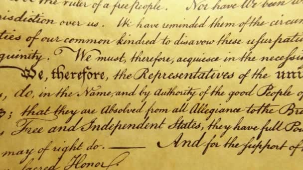 Constitución de los Estados Unidos Documento Histórico - Nosotros La Declaración de Derechos del Pueblo — Vídeo de stock
