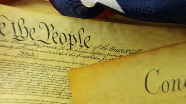 Amerika Birleşik Devletleri tarihi belge - biz insanlar Bill hakları Anayasası — Stok video