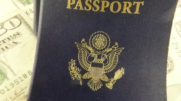 USA Passport travel documents — Stock Video