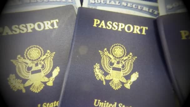 Documentos de viagem do passaporte dos EUA — Vídeo de Stock