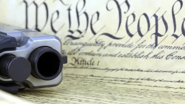 US Constitution with Hand Gun - Right To Keep and Bear Arms