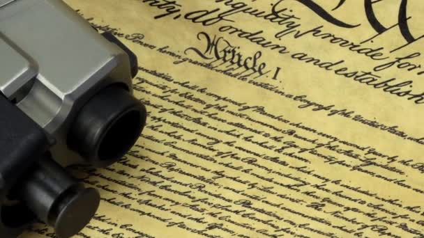 US Constitution with Hand Gun - Right To Keep and Bear Arms