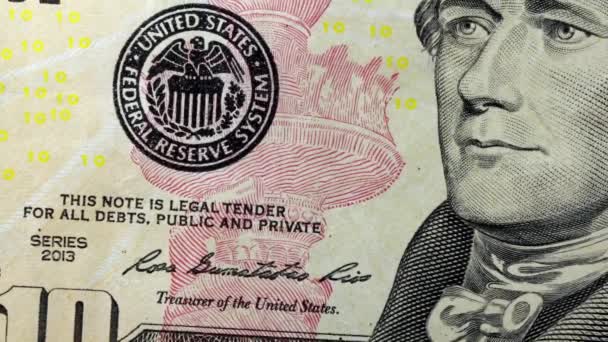 USA: S valuta tio Dollar Bill — Stockvideo