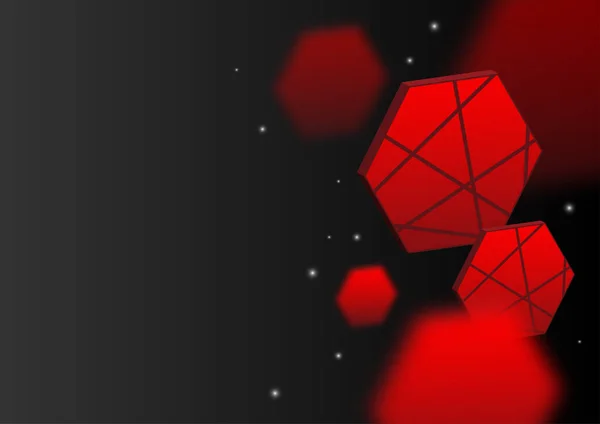 Красный Шестиугольник Маленькими Звездами Чёрном Фоне Современный Дизайн Геометрическая Форма — стоковый вектор