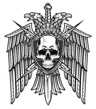 Eagle kret kafatası kalkan Belediye Arması