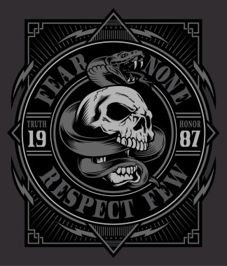 Snake skull graphic t-shirt design clipart