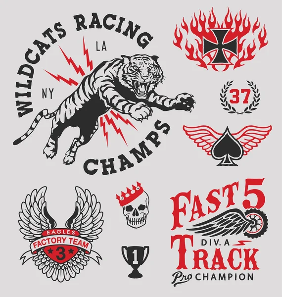 Vintage emblemas gráficos de corrida — Vetor de Stock