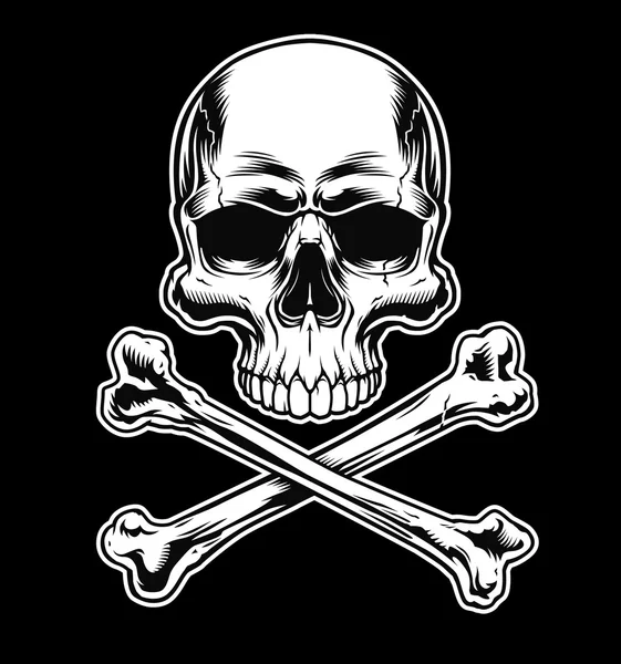 Skull and crossbones on black background — Stock Vector