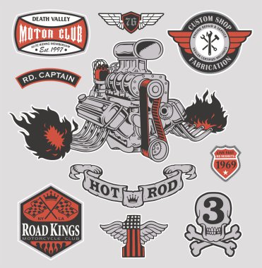 Retro hot rod yarış motoru motor seti