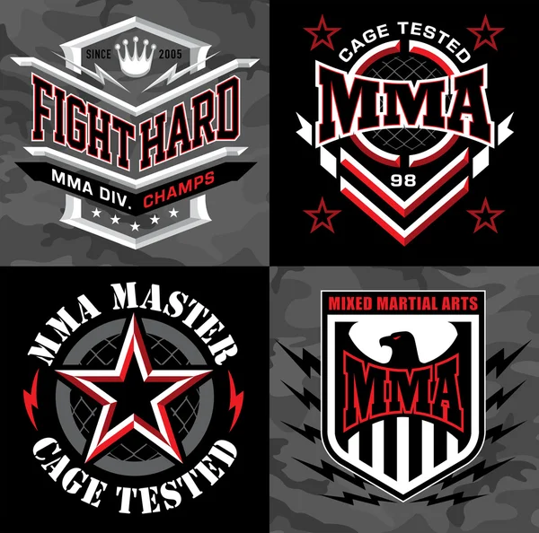 MMA artes marciales mixtas emblema insignias — Vector de stock