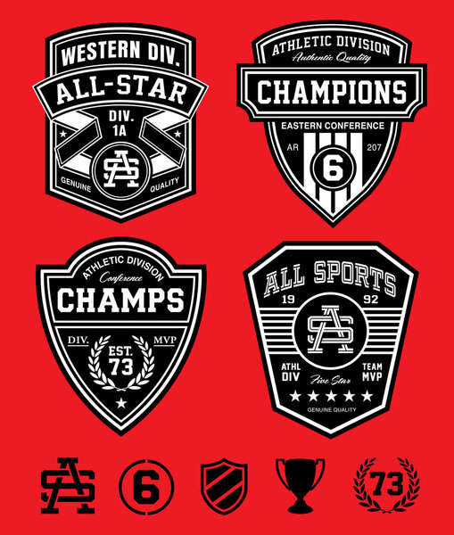 Athletic shield patch emblem set