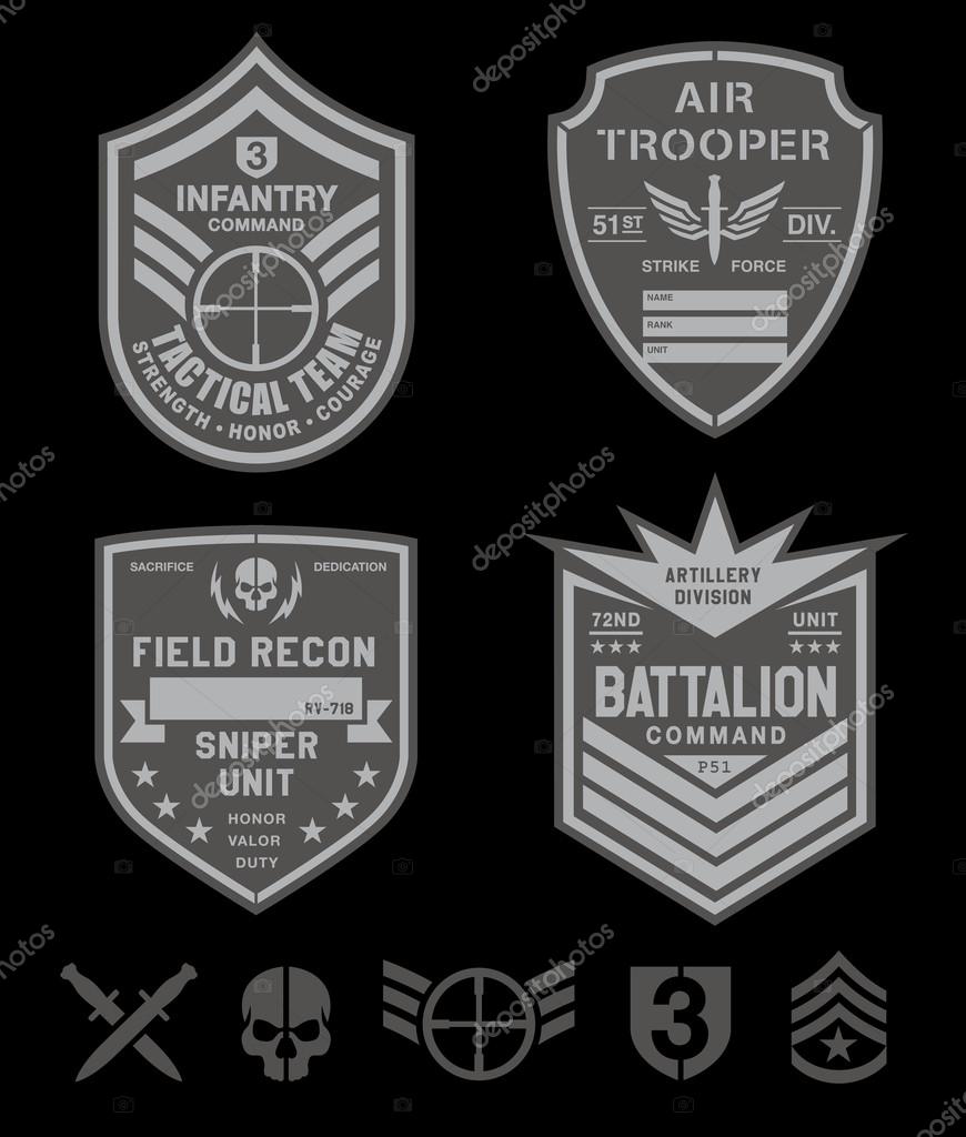 Special forces military patch set suitable for modification for multiple uses.