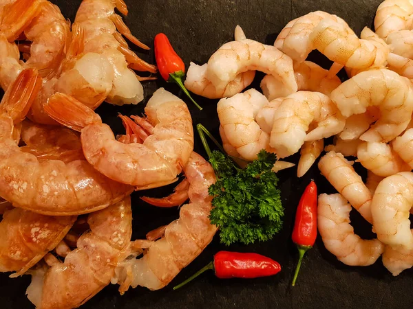 Crevettes Langoustines Dont Vous Avez Besoin Pour Spécialité Italienne Spaghetti — Photo