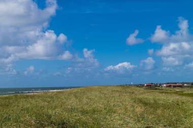 Danimarka 'nın batı kıyısındaki Deniz feneri Blavandshuk Fyr.