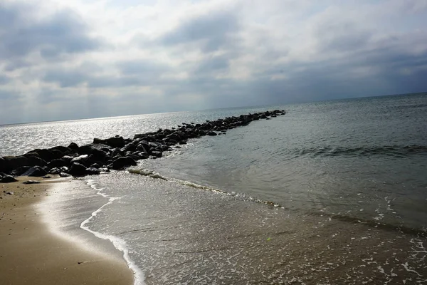 Влияние Бесконечного Пляжа Северном Море Блаванде Дания — стоковое фото