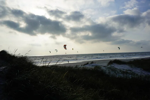 Impressões Praia Interminável Mar Norte Blavand Dinamarca — Fotografia de Stock