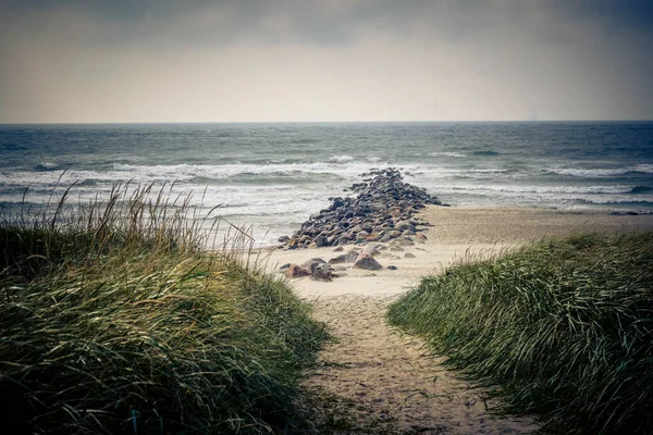 Intryck Den Oändliga Stranden Vid Det Norra Havet Blavand Danmark — Stockfoto