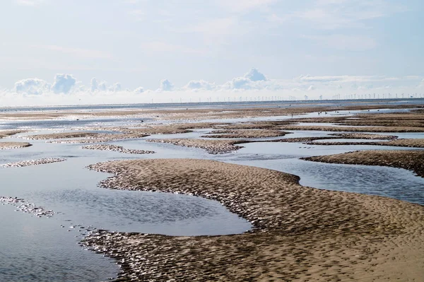 Impressioni Della Spiaggia Infinita Sul Mare Del Nord Blavand Danimarca — Foto Stock