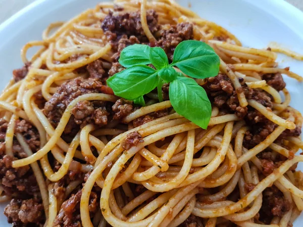 Spaghete Bolognese Sos Roșii — Fotografie, imagine de stoc