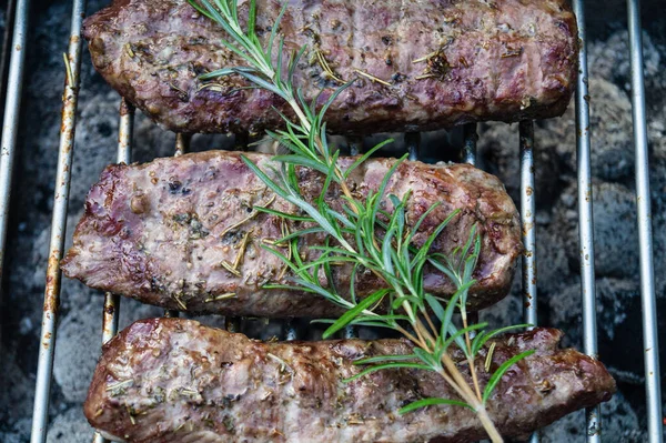 Bistecche Agnello Rosmarino Con Aglio — Foto Stock