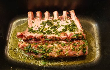 Kızarmış Fransız ızgarası. Izgara için Iberico carree.