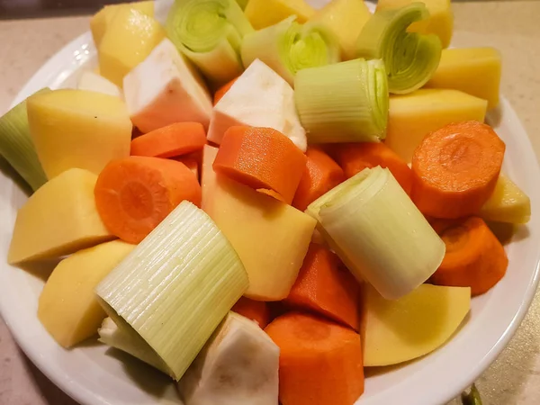 Verduras Sopa Para Una Sopa Crema Patata —  Fotos de Stock