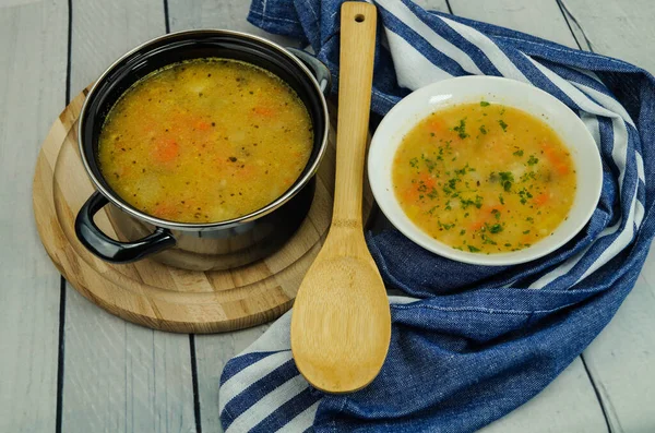 Legumes Sopa Uma Sopa Creme Batata — Fotografia de Stock