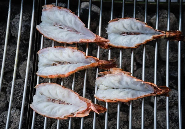 Black Tiger King Prawns Grilling — Stock Photo, Image