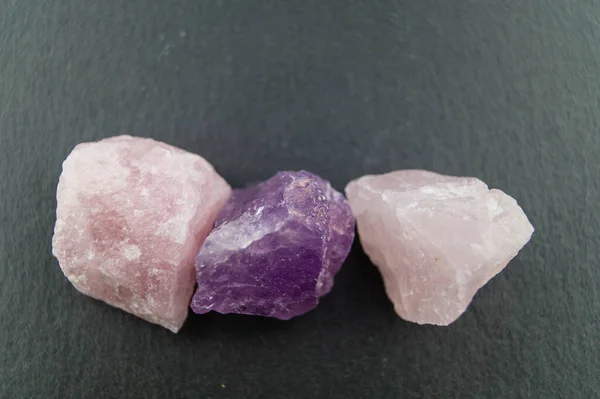 Rózsa Kvarc Amethyst Stones Hogy Energiát Ivóvíz — Stock Fotó