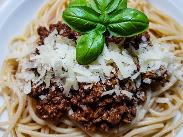Spaghetti Bolognese Med Tomatsås — Stockfoto