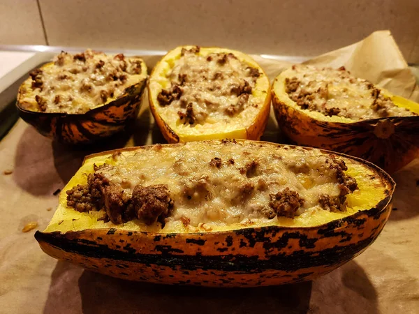 Der Spaghetti Kürbis Cucurbita Pepo Eignet Sich Perfekt Zum Gratinieren — Stockfoto