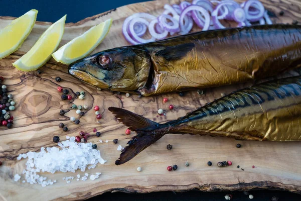 smoked fish on olive wood