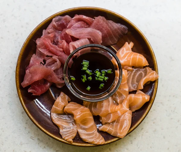 Diferentes Tipos Asiáticos Sushi Frutos Mar — Fotografia de Stock