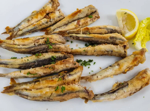 Fresh Fried Sardines Herbs Spices — Stock Photo, Image