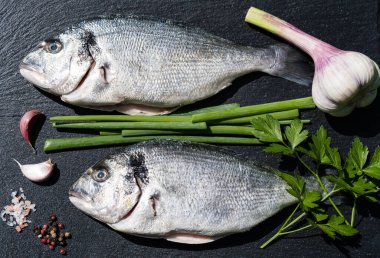 Ready-to-cook sea bream except without fins and without scales clipart