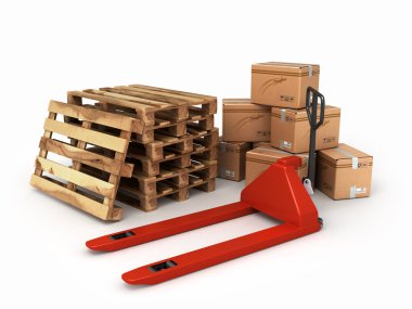 Paletler ve sonraki yalan kutuları ile Paletler için yaya Yığıcı