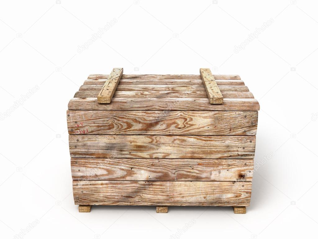 wooden box isolated on white background front view