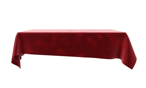 Mantel rectangular de terciopelo rojo para la mesa aislada —  Fotos de Stock