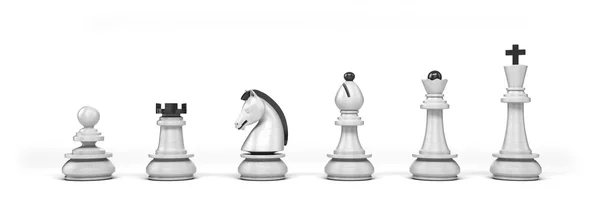 Ξύλινα σκάκι άσπρο πιονιών που απομονώνονται σε λευκό φόντο — Φωτογραφία Αρχείου