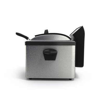 modern çelik beyaz arka plan üzerinde izole fritöz