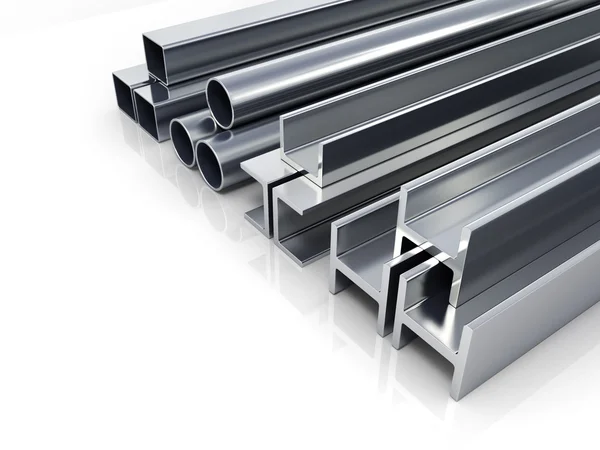 boru ve profiller üzerinde WHI izole 3D çizimler kare metal